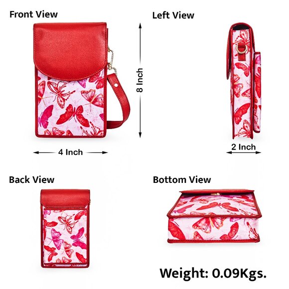 Sishka Women Pink Printed Nylon & Leather Crossbody Sling Phone Wallet - Picture 3 of 9